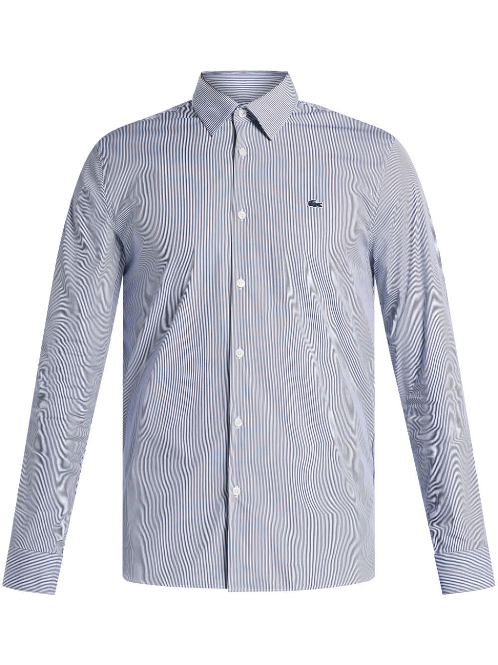 Maison-Kitsune Shirts Men Lacoste Striped Poplin Shirt Blue
