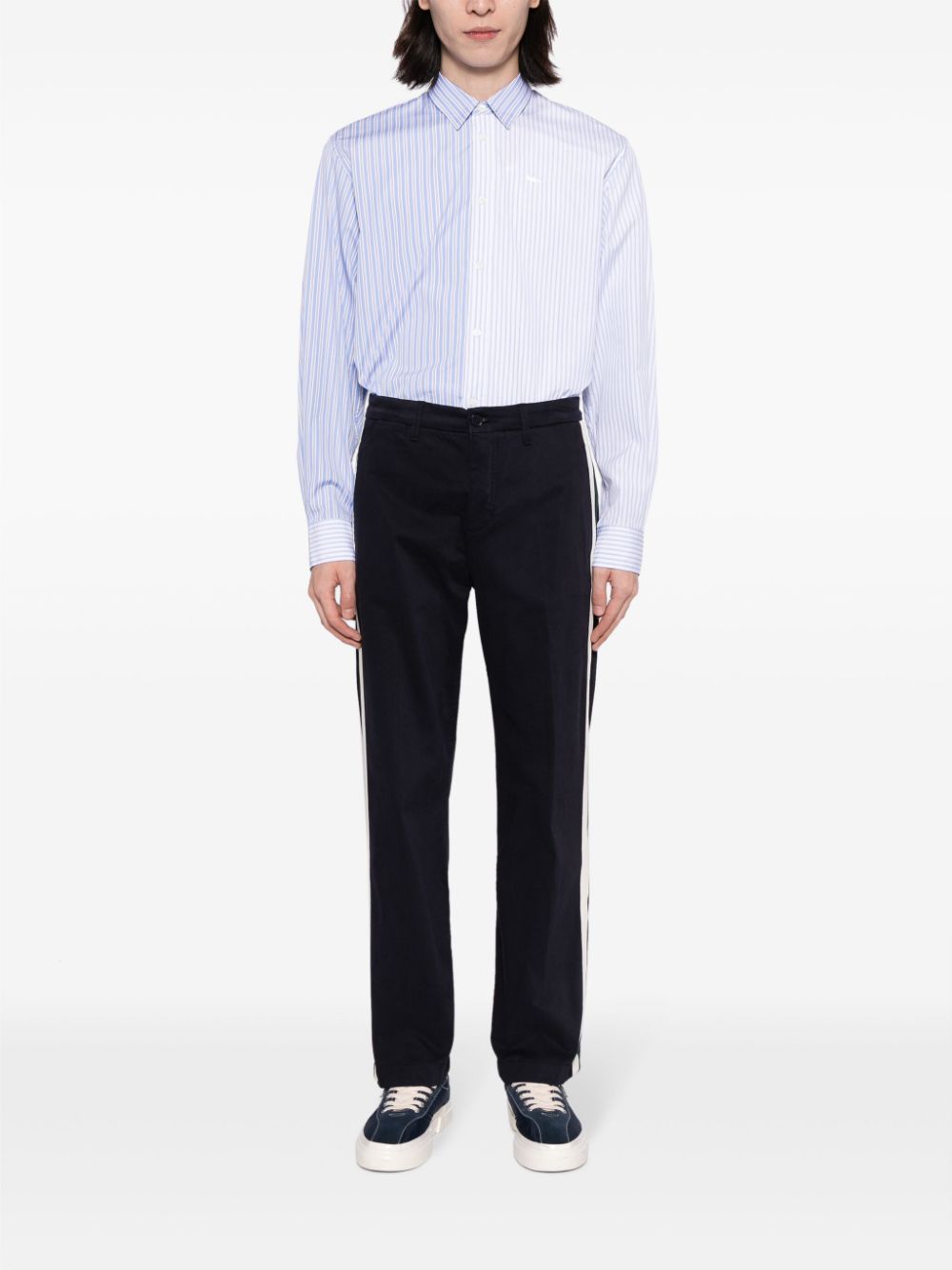 Men Chinos Maison-Kitsune Lacoste straight-leg Striped Chino Trousers Blue