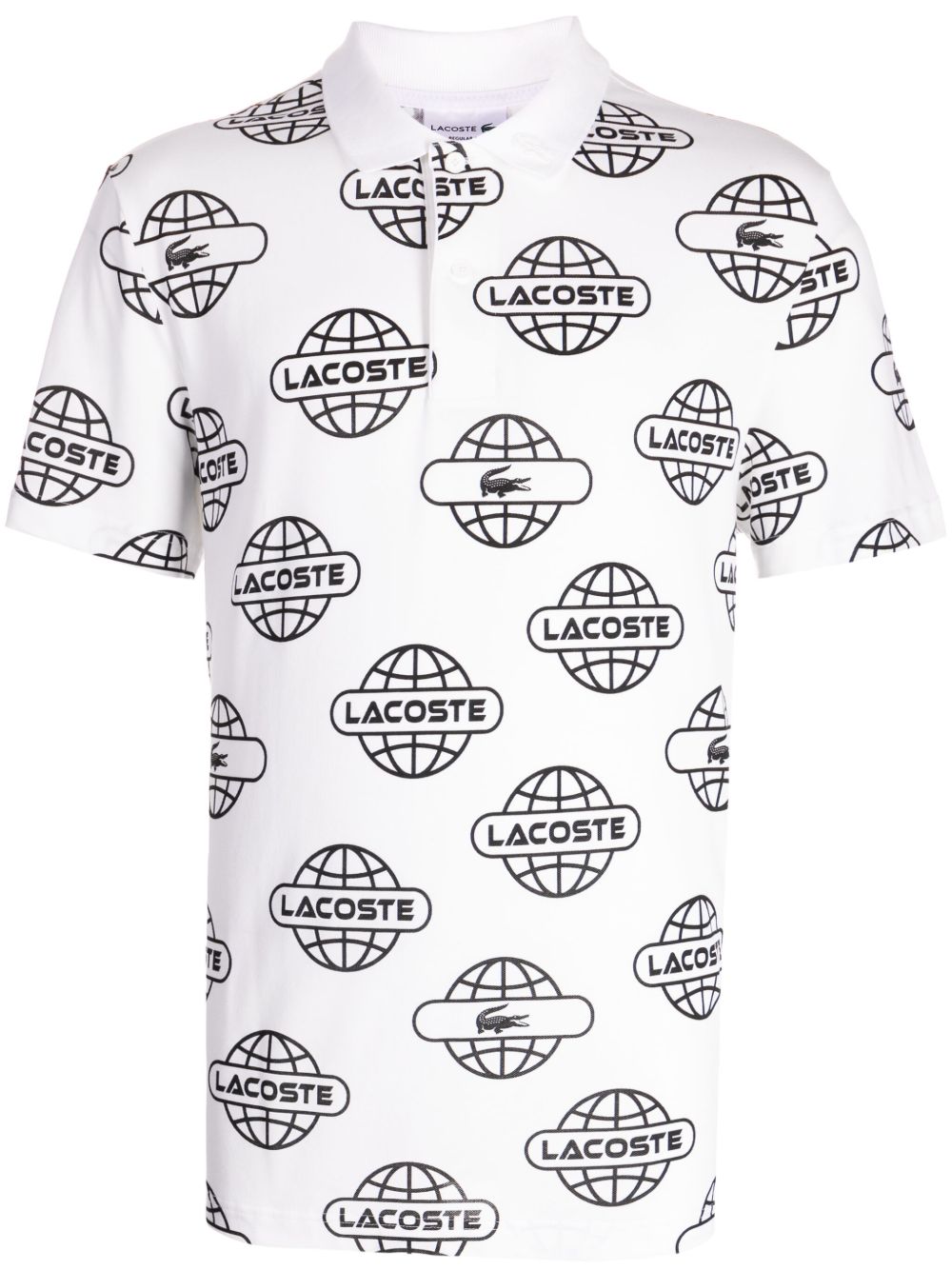 Maison-Kitsune Polo Shirts Men Lacoste Globe-print Polo Shirt White