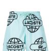 Men Swim & Board Shorts Maison-Kitsune Lacoste Globe-print Swim Shorts Green