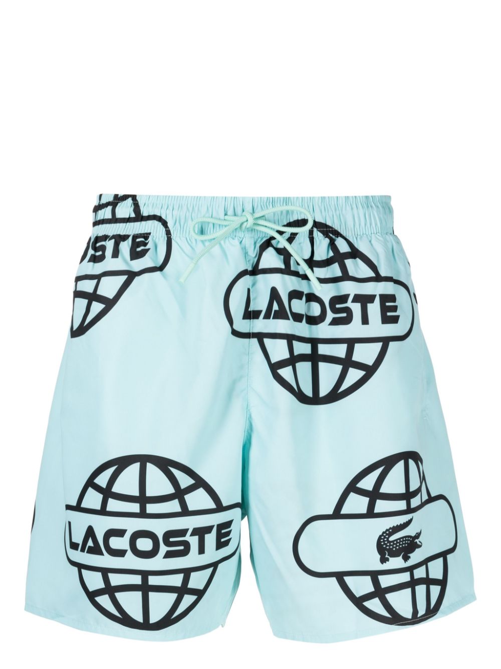 Men Swim & Board Shorts Maison-Kitsune Lacoste Globe-print Swim Shorts Green
