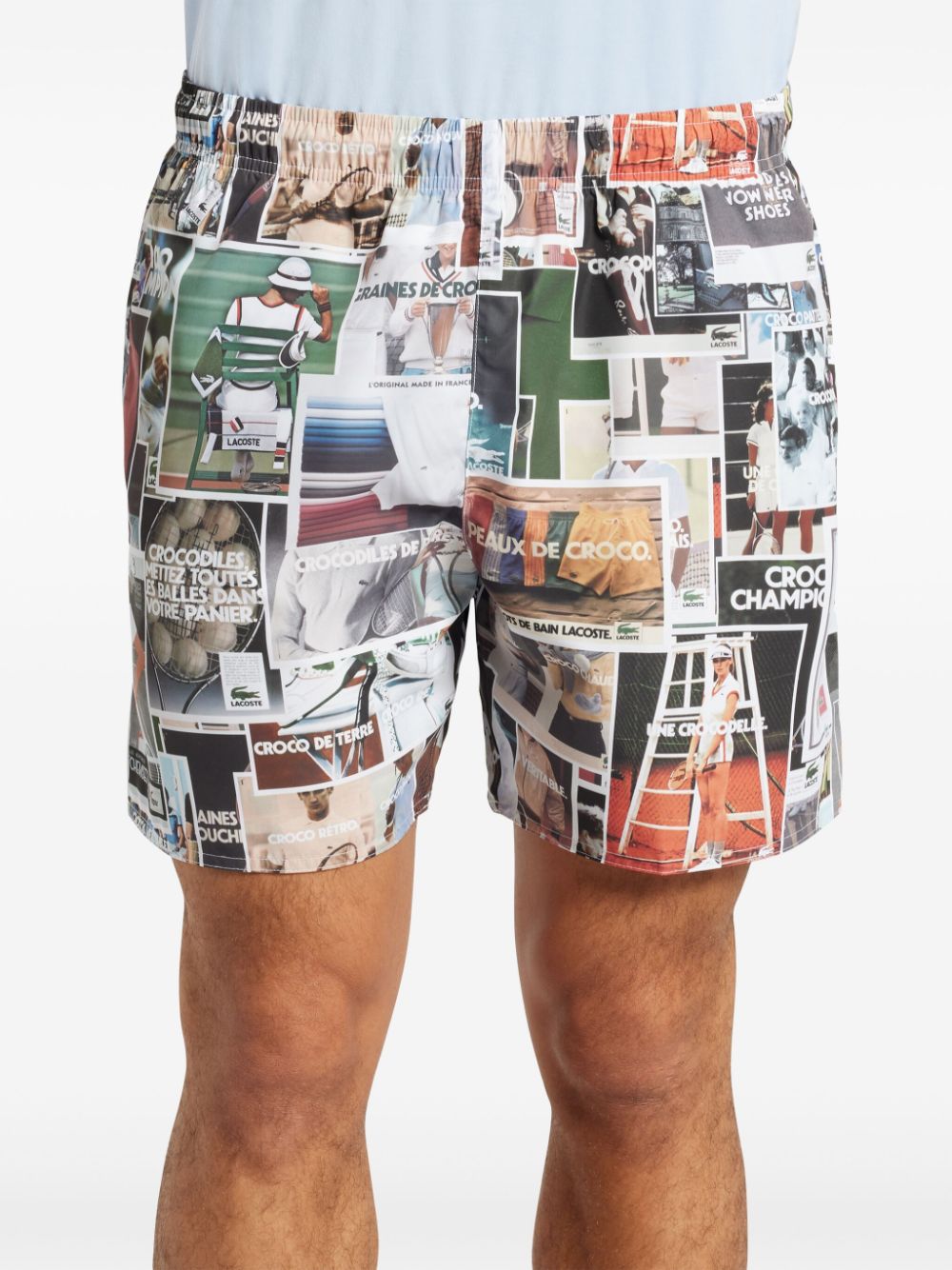 Maison-Kitsune Lacoste collage-print Taffeta Swim Shorts White Men Swim & Board Shorts