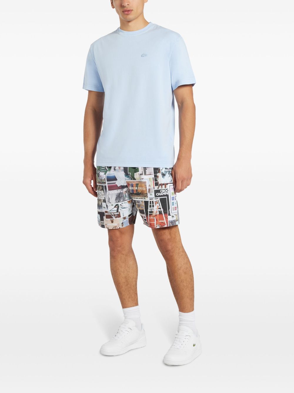 Maison-Kitsune Lacoste collage-print Taffeta Swim Shorts White Men Swim & Board Shorts