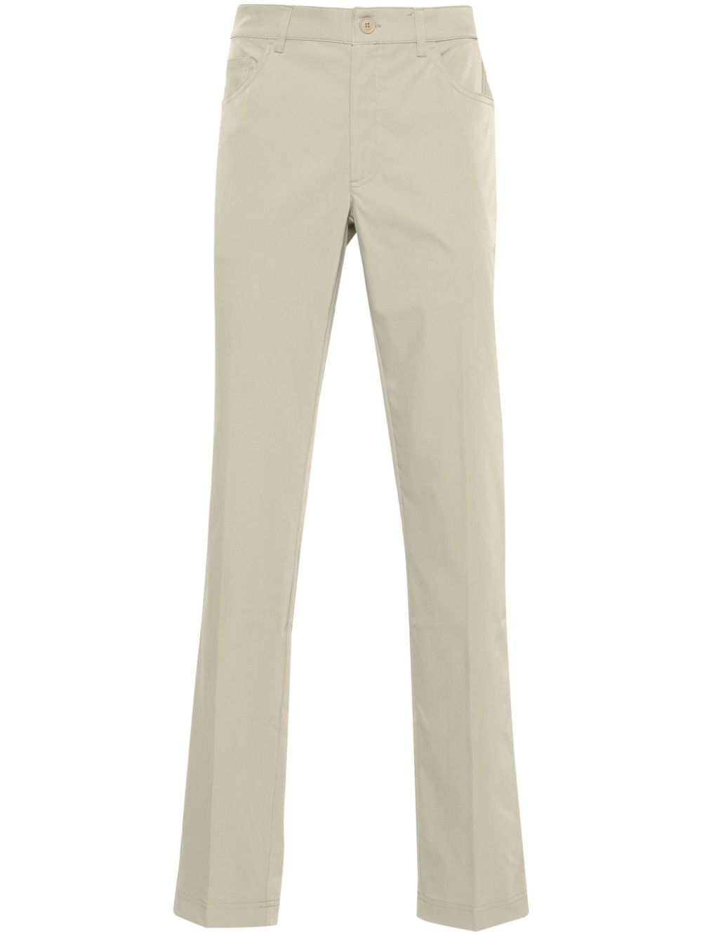 Lacoste logo-patch Twill Trousers Green Maison-Kitsune Men Chinos