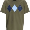 Maison-Kitsune T-Shirts Men Lacoste argyle-print Cotton T-shirt Green