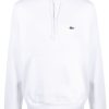 Men Hoodies Maison-Kitsune Lacoste logo-patch Drawstring Hoodie White