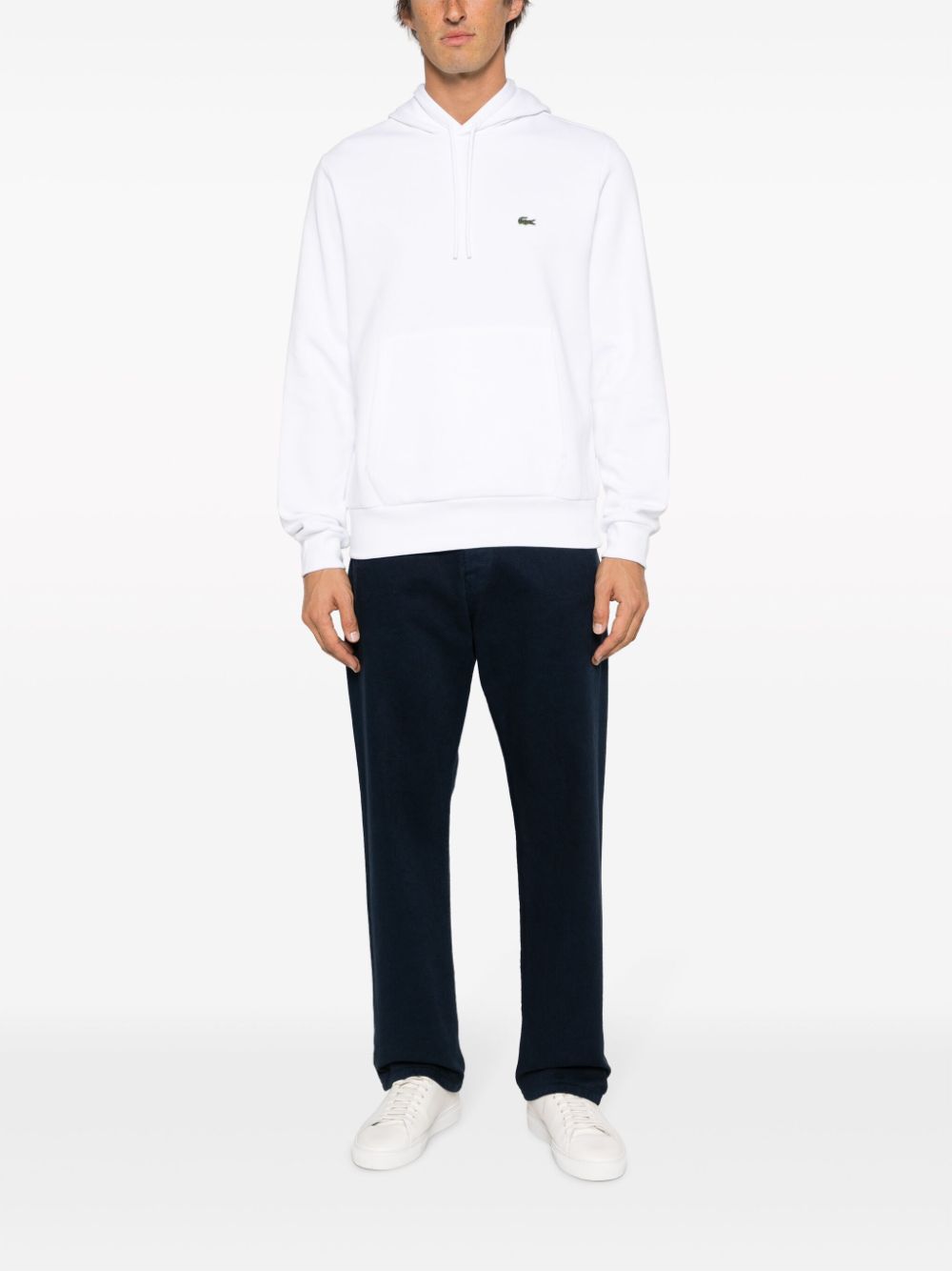Men Hoodies Maison-Kitsune Lacoste logo-patch Drawstring Hoodie White