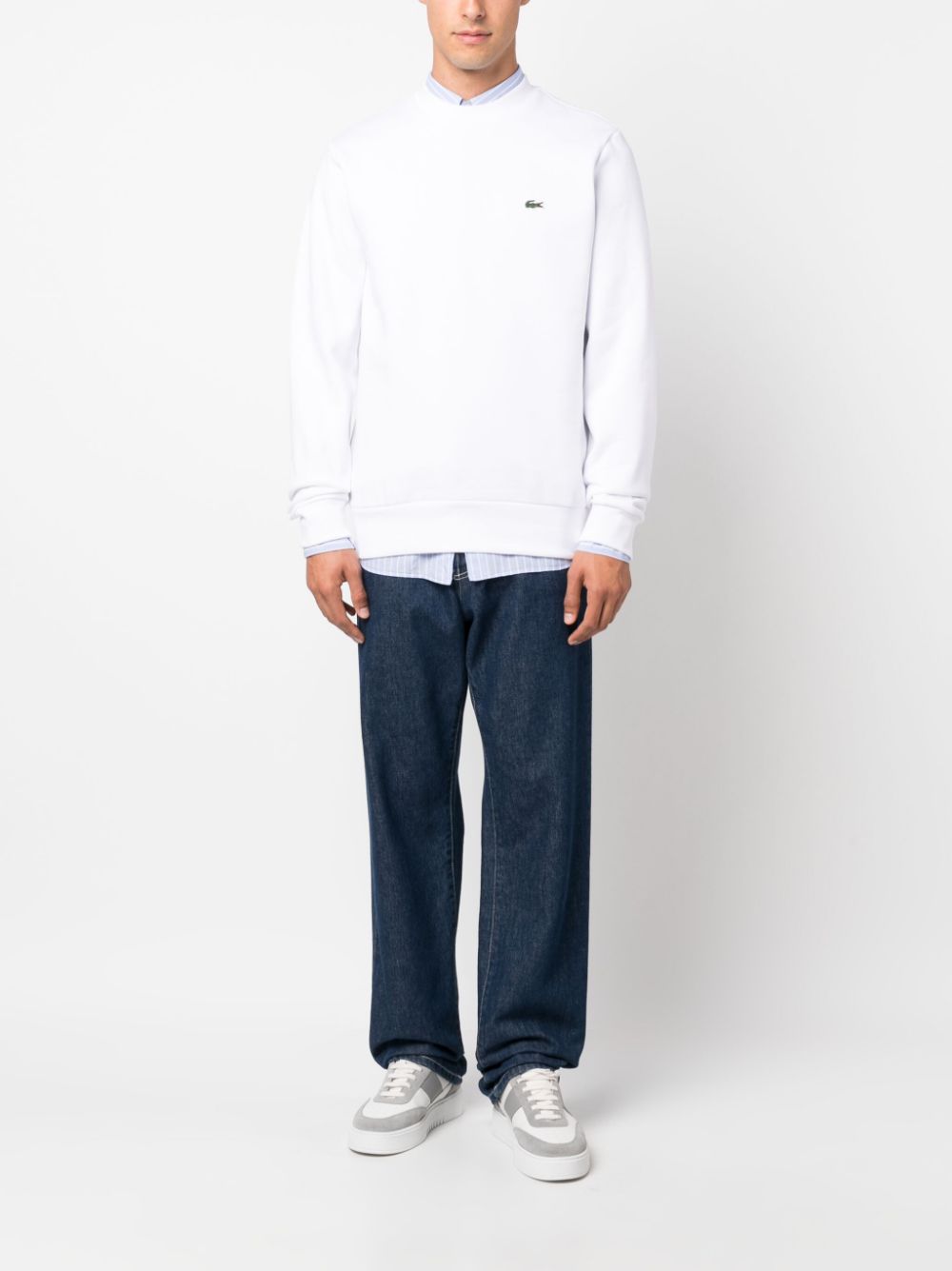 Lacoste logo-embroidered Sweatshirt White Men Sweatshirts Maison-Kitsune
