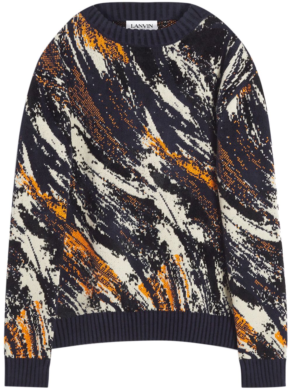 Men Knitted Sweaters Maison-Kitsune Lanvin Abstract Jacquard Jumper Blue