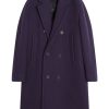 Men Double Breasted Coats Maison-Kitsune Lanvin double-breasted Wool Coat Purple