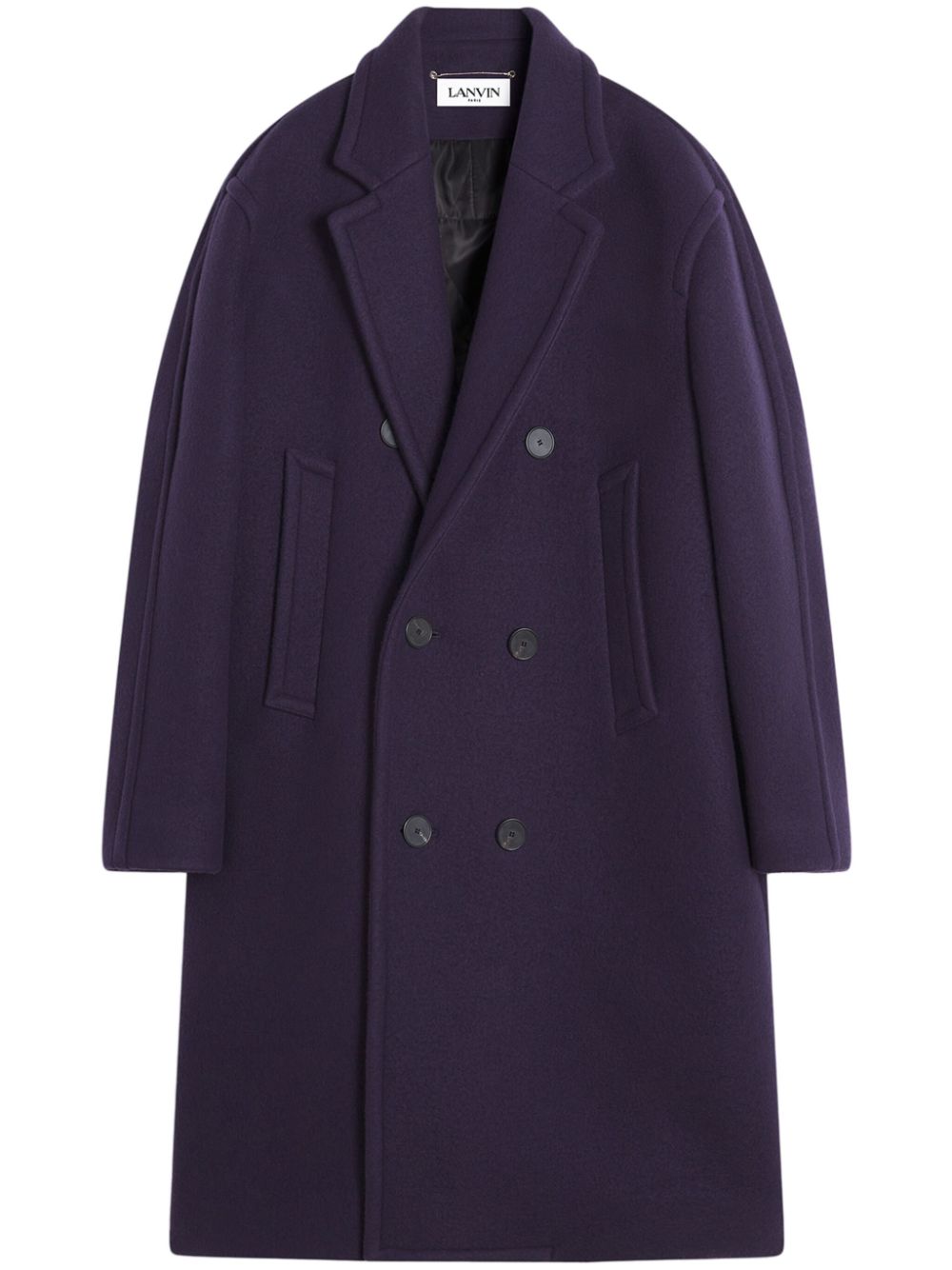Men Double Breasted Coats Maison-Kitsune Lanvin double-breasted Wool Coat Purple
