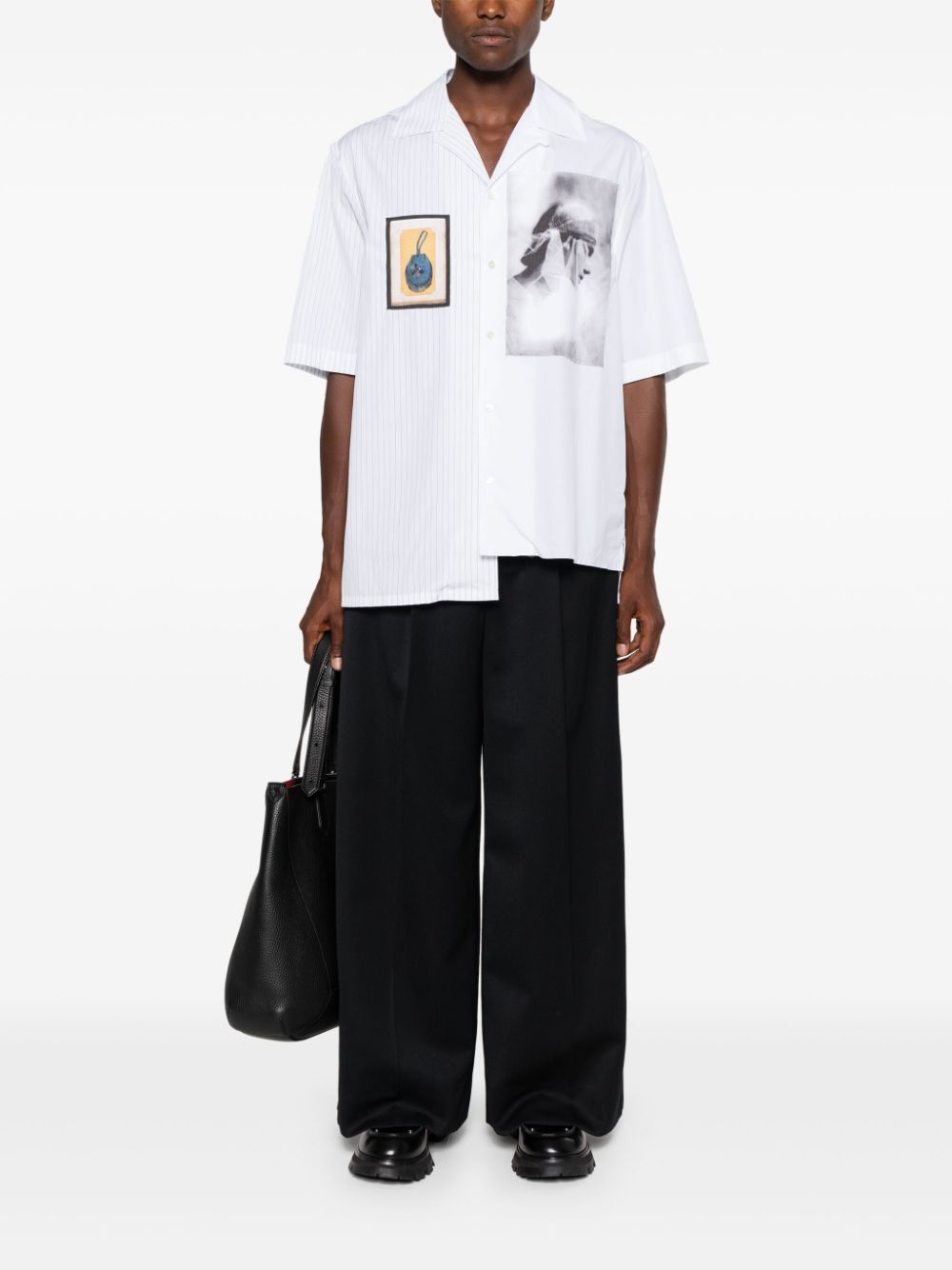 Maison-Kitsune Lanvin Asymmetric Cotton Shirt White Men Shirts