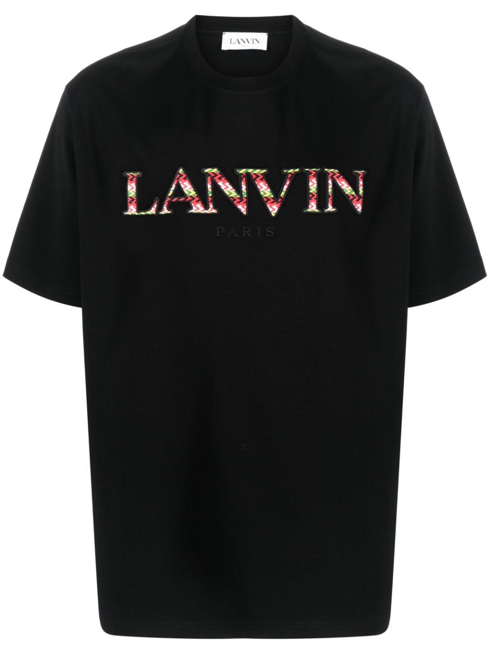 Men T-Shirts Maison-Kitsune Lanvin Curb logo-embroidered Cotton T-shirt Black
