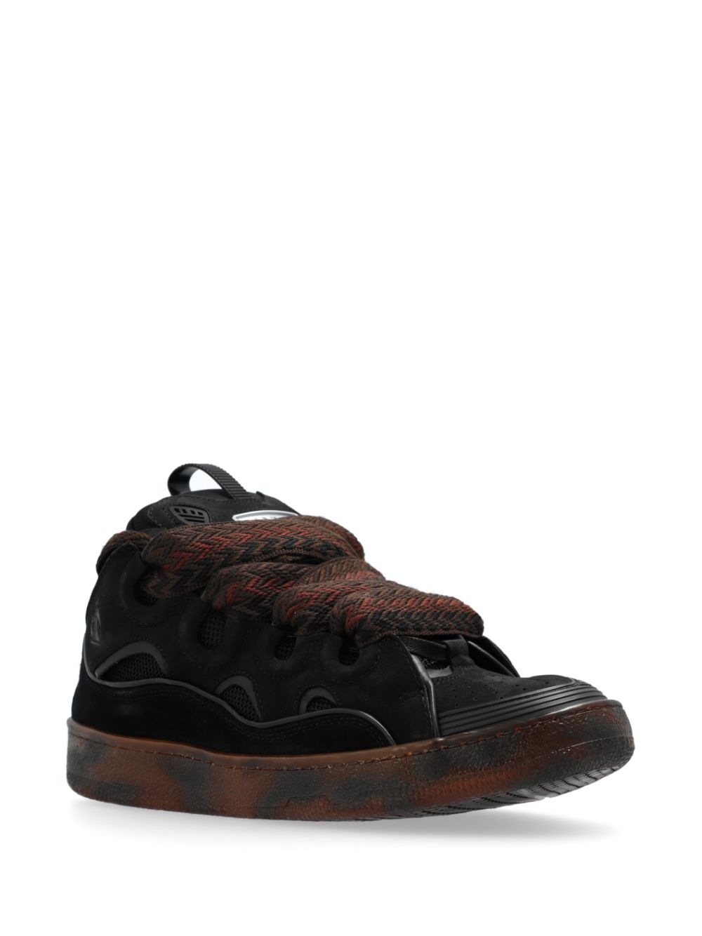 Maison-Kitsune Lanvin Curb Leather Sneakers Black Men Low-Tops