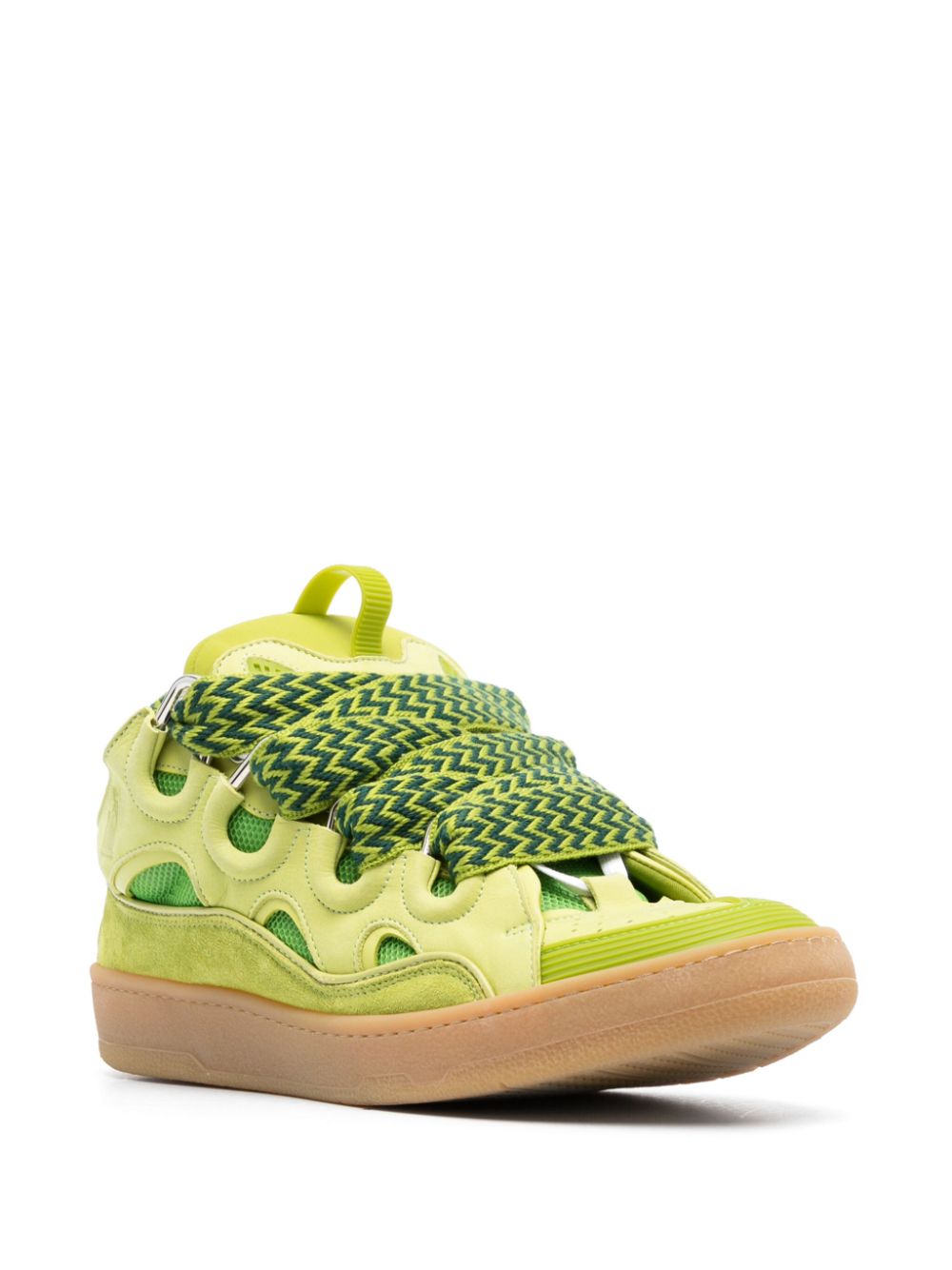 Maison-Kitsune Lanvin Curb Leather Sneakers Green Men Low-Tops