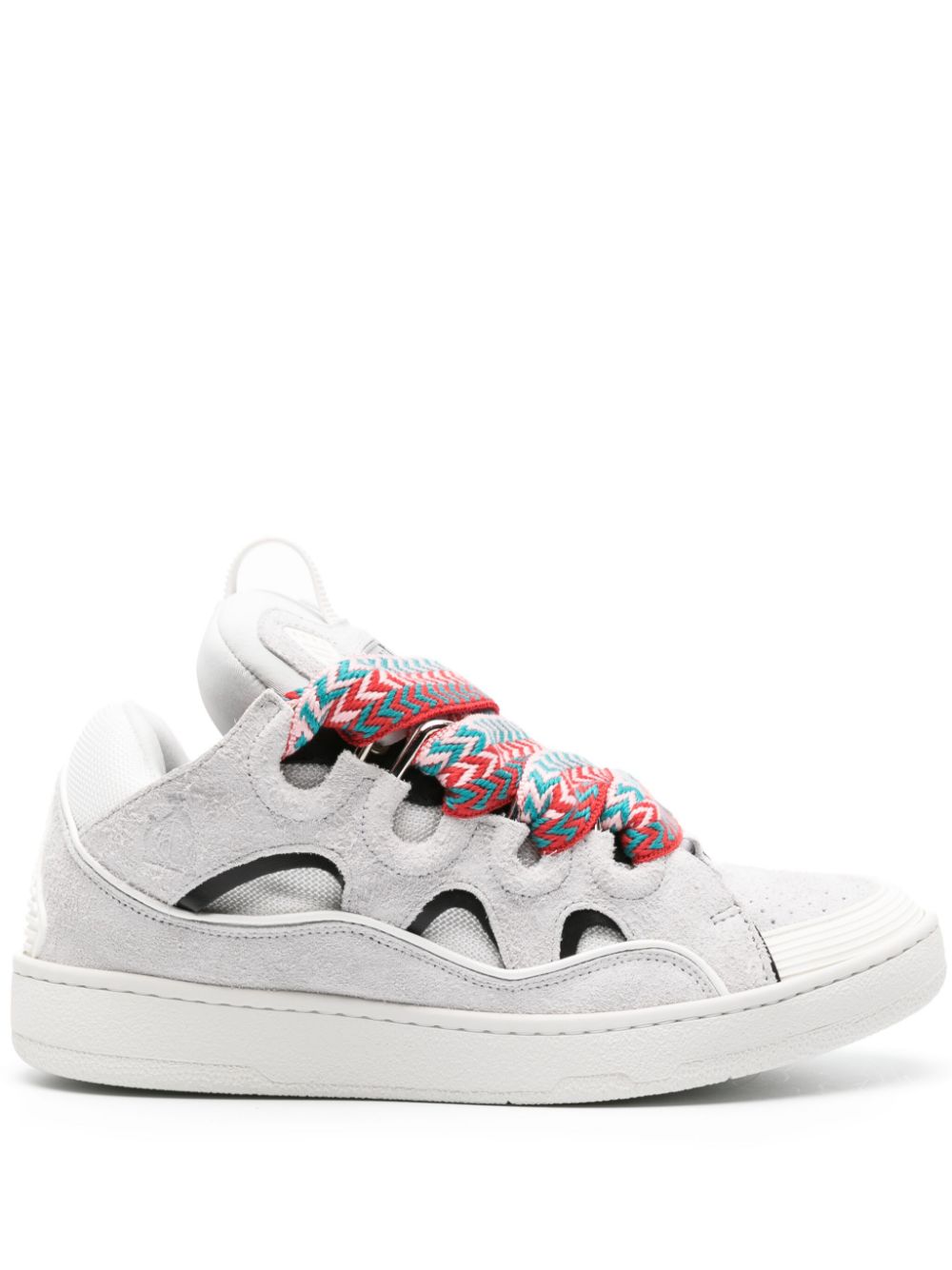 Maison-Kitsune Lanvin Curb Panelled Suede Sneakers Grey Men Low-Tops