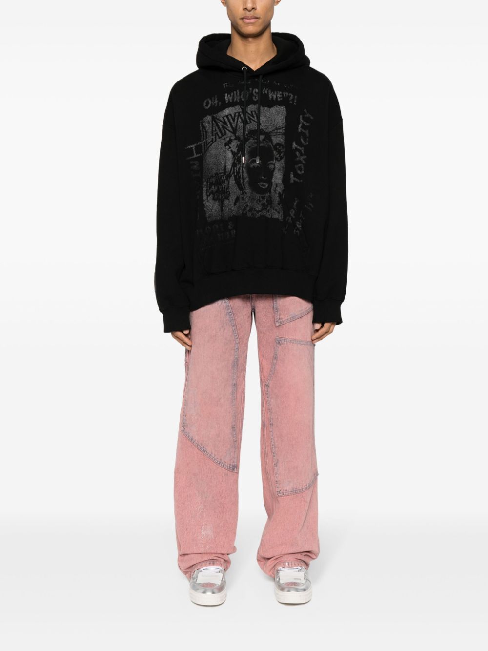 Maison-Kitsune Lanvin x Future graphic-print Cotton Hoodie Black Men Hoodies