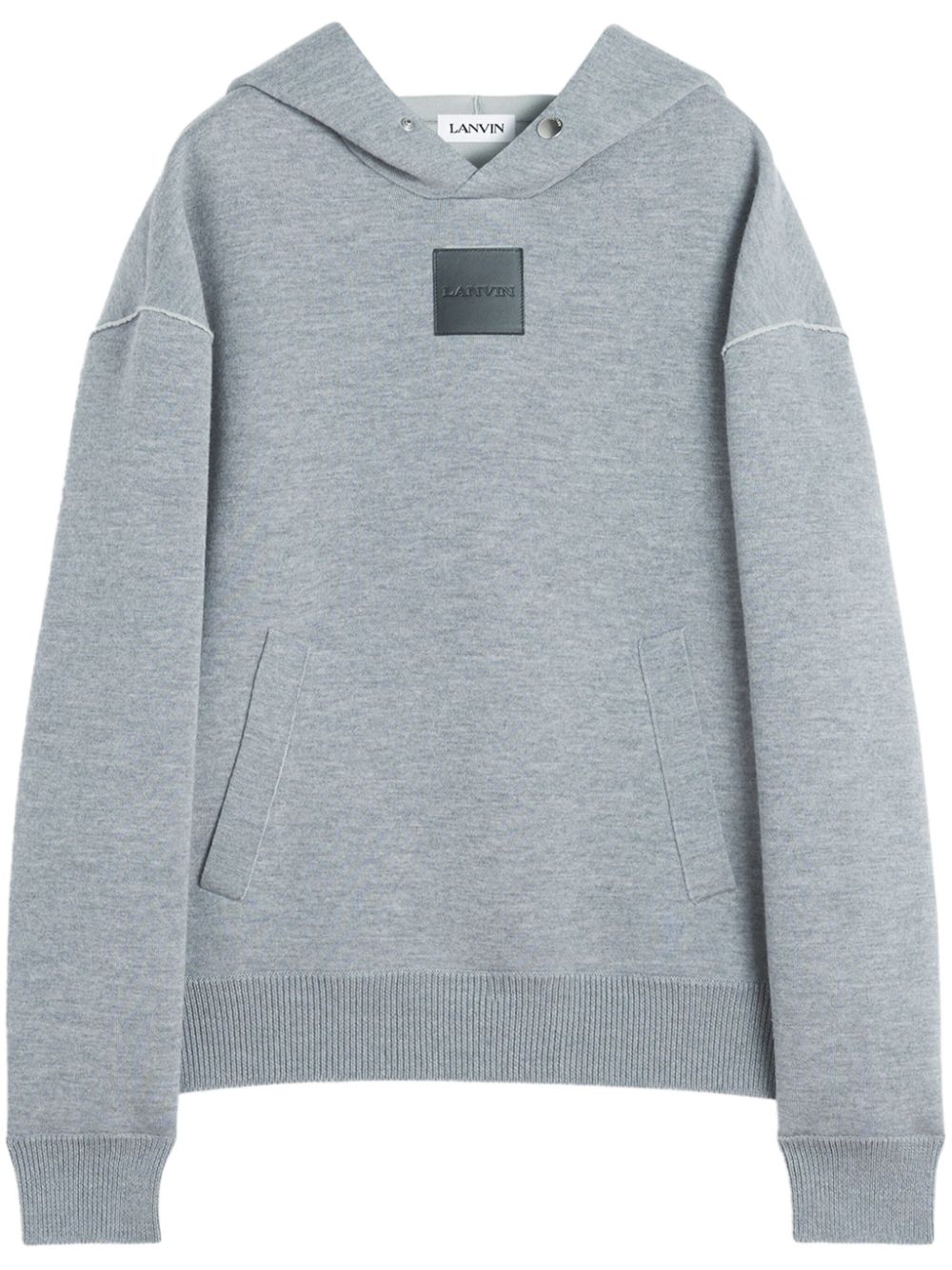 Lanvin logo-patch Hoodie Grey Men Hoodies Maison-Kitsune