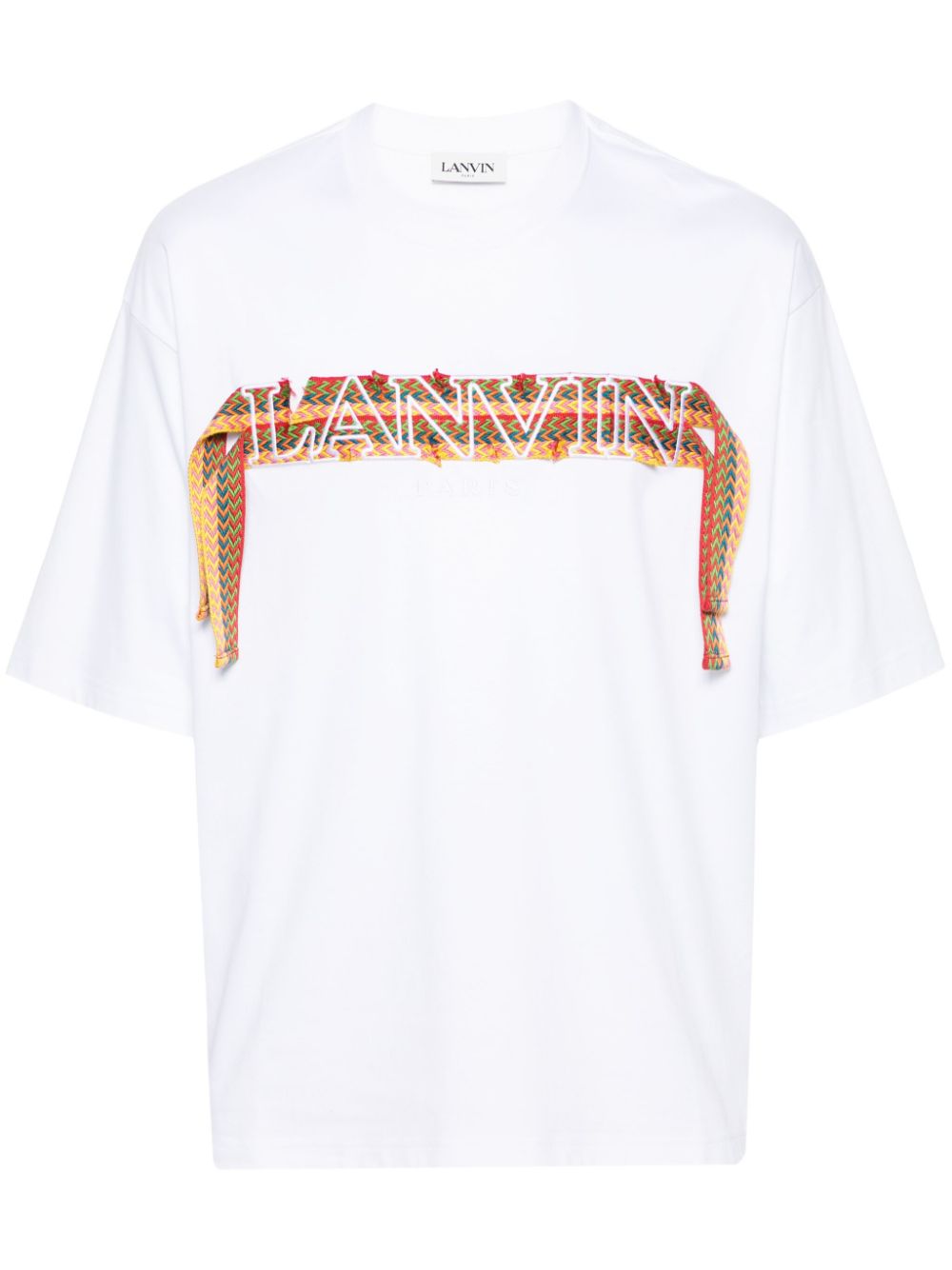 Maison-Kitsune Lanvin Curb Embroidered Cotton T-shirt White Men T-Shirts