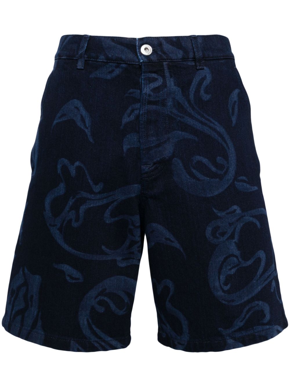 Maison-Kitsune Lanvin floral-print Denim Shorts Blue Men Denim Shorts