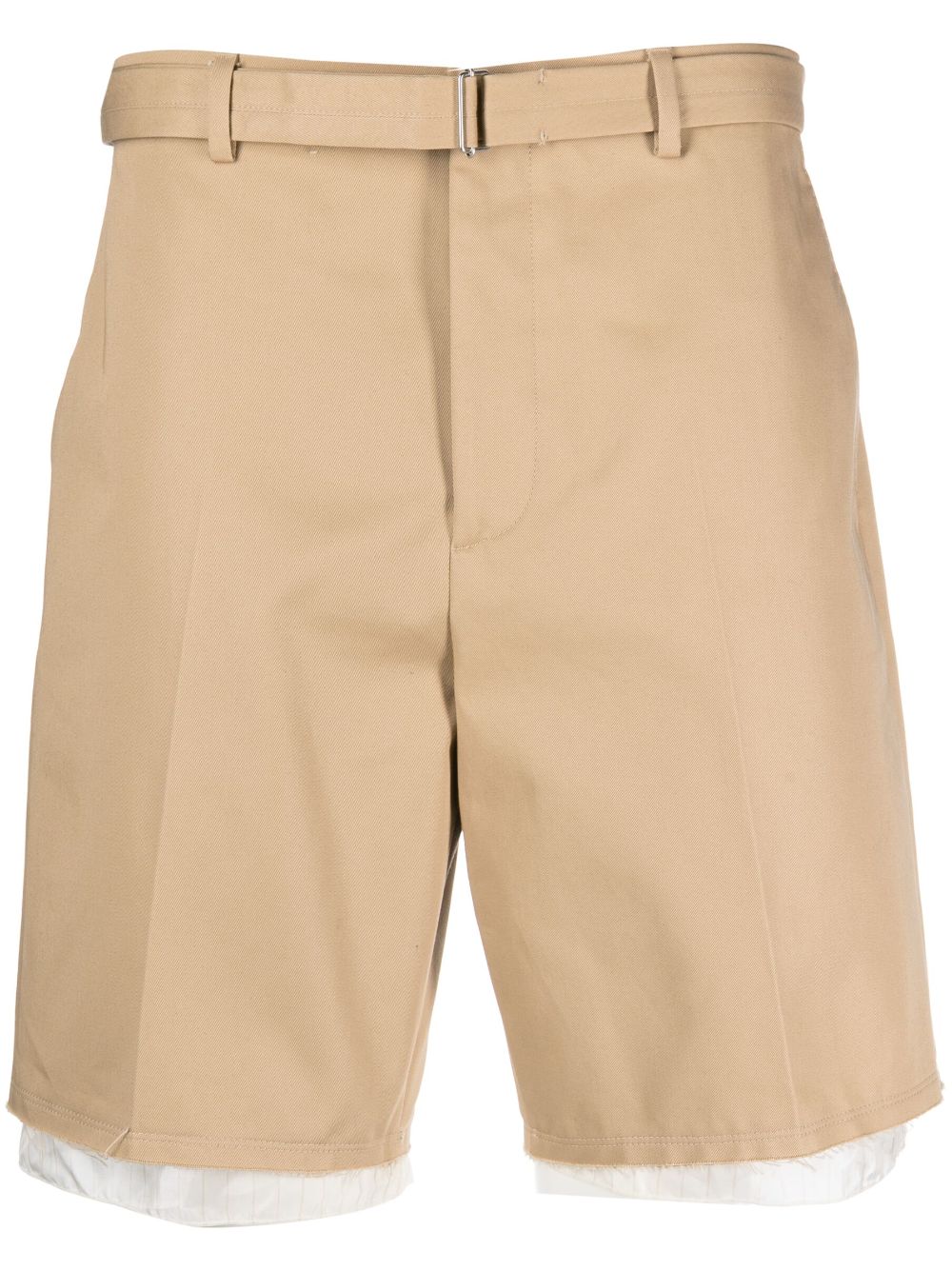 Maison-Kitsune Lanvin contrast-trim Cotton Bermuda Shorts Neutrals Men Bermuda Shorts