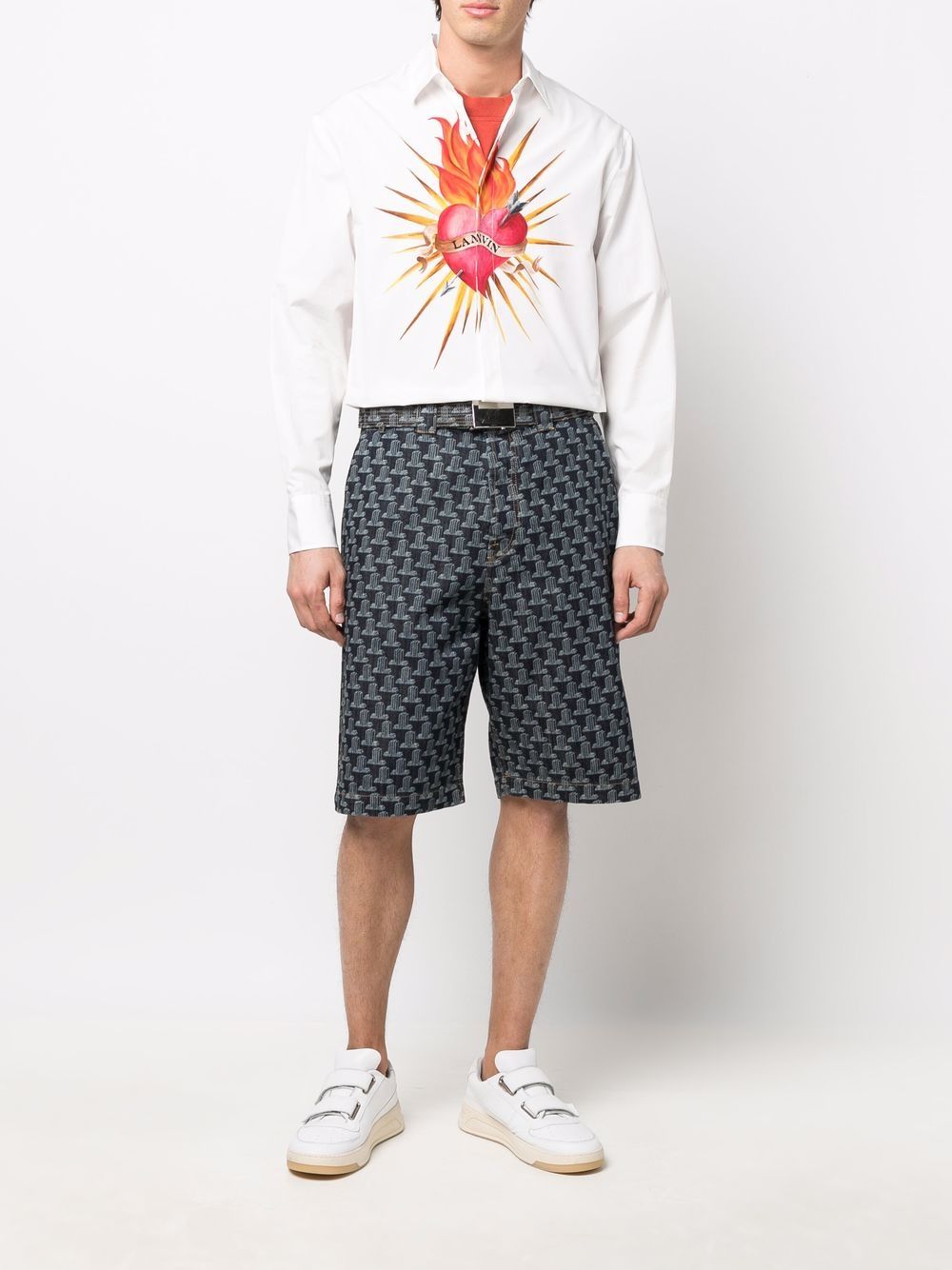 Lanvin geometric-print Bermuda Shorts Blue Men Bermuda Shorts Maison-Kitsune
