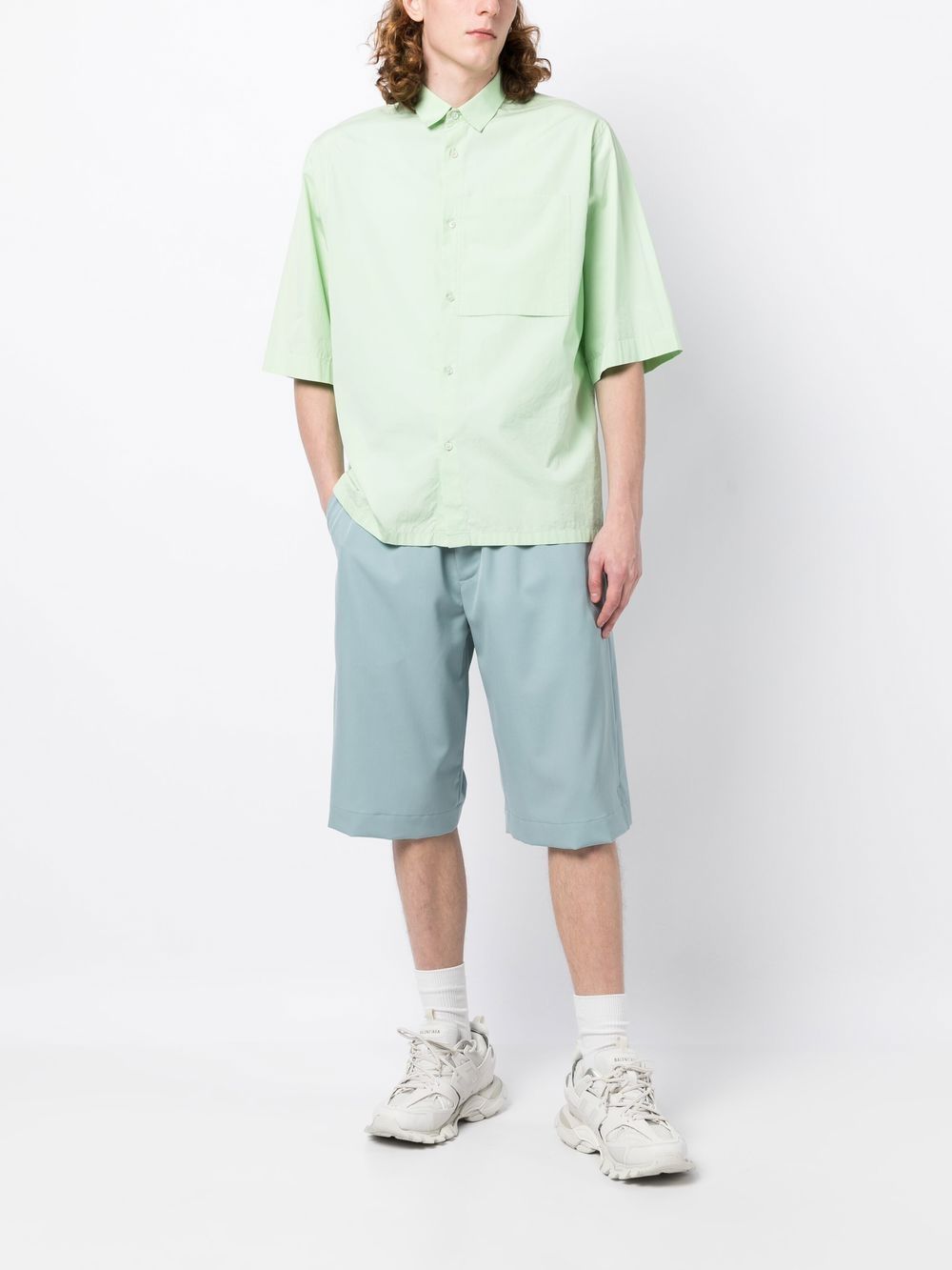 Maison-Kitsune Lanvin logo-embroidered Cotton Shorts Blue Men Track & Running Shorts