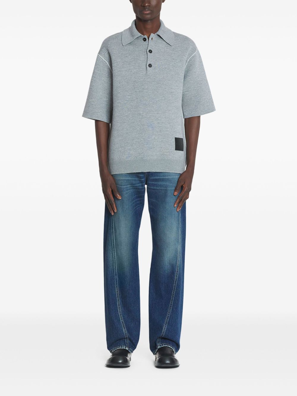Lanvin logo-patch Polo Shirt Grey Men Polo Shirts Maison-Kitsune