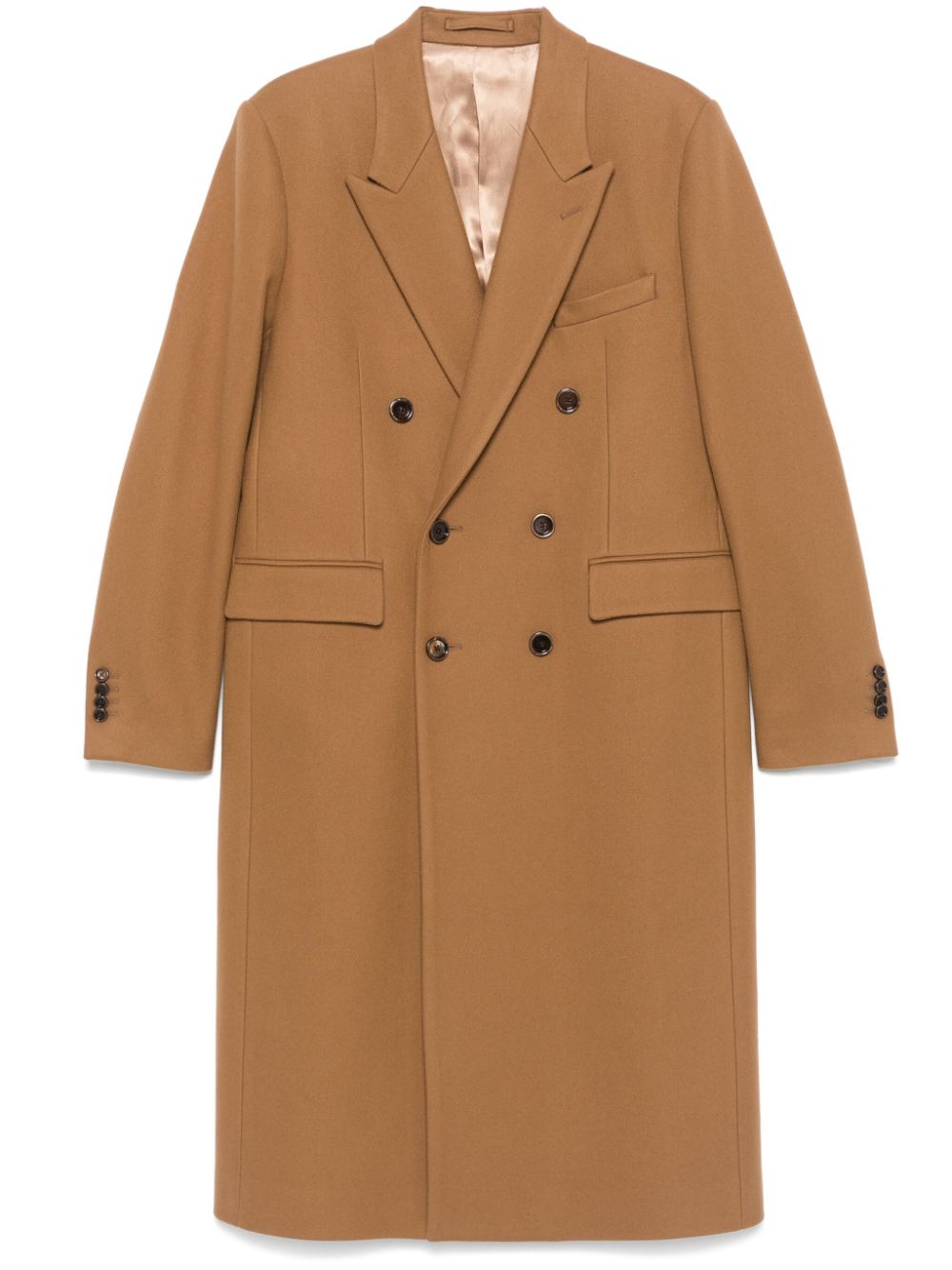Maison-Kitsune Double Breasted Coats Men Lardini double-breasted Coat Brown