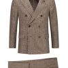 Maison-Kitsune Lardini Checked double-breasted Suit Brown Men Double Breasted Suits