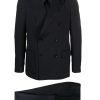 Maison-Kitsune Double Breasted Suits Men Lardini peak-lapel double-breasted Suit Blue