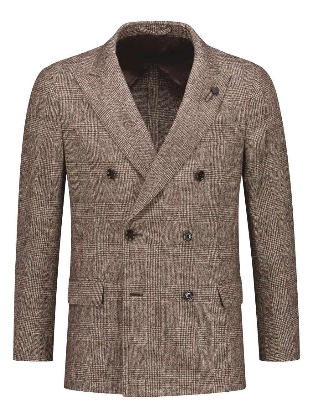 Maison-Kitsune Lardini Checked double-breasted Suit Brown Men Double Breasted Suits