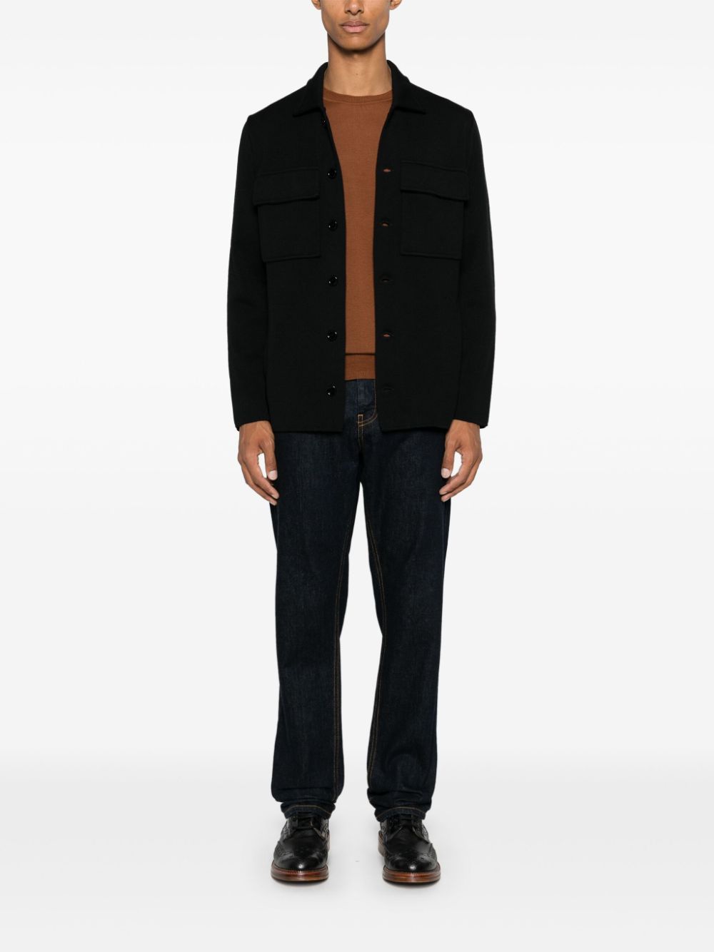 Maison-Kitsune Lardini Virgin Wool Cardigan Black Men Cardigans