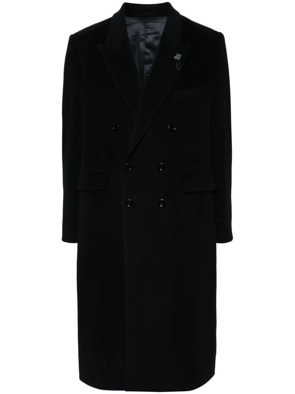 Lardini Wool Coat Black Men Double Breasted Coats Maison-Kitsune