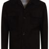 Maison-Kitsune Shirt Jackets Men Lardini Suede Shirt Jacket Black