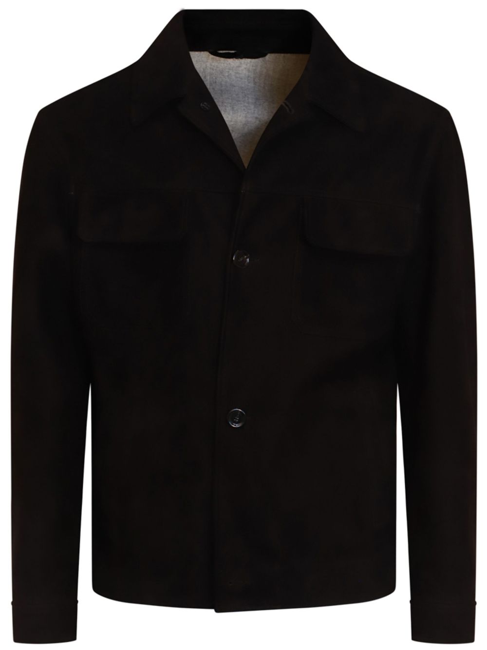 Maison-Kitsune Shirt Jackets Men Lardini Suede Shirt Jacket Black