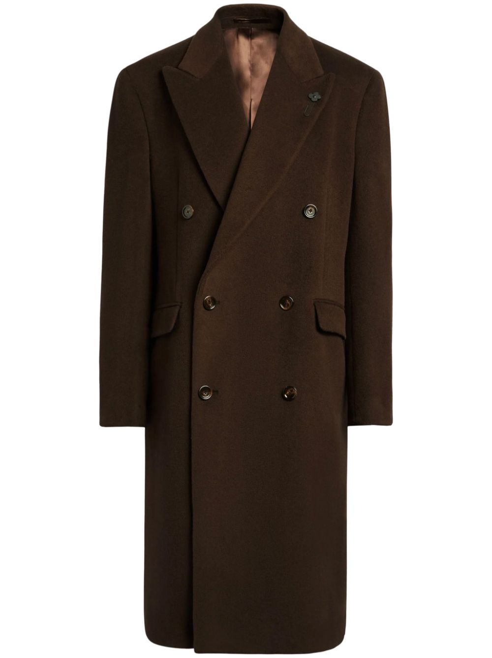 Lardini Virgin Wool double-breasted Coat Brown Men Double Breasted Coats Maison-Kitsune