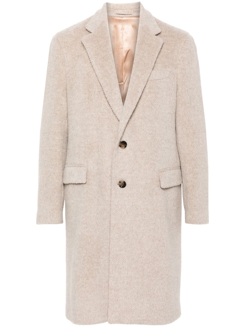 Maison-Kitsune Single Breasted Coats Men Lardini single-breasted Coat Brown