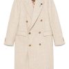 Men Double Breasted Coats Maison-Kitsune Lardini herringbone-pattern Coat Neutrals