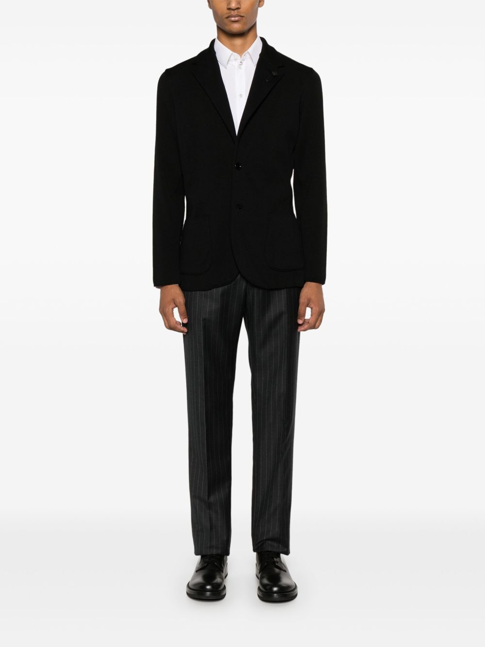 Maison-Kitsune Lardini brooch-appliqué Cardigan Black Men Cardigans