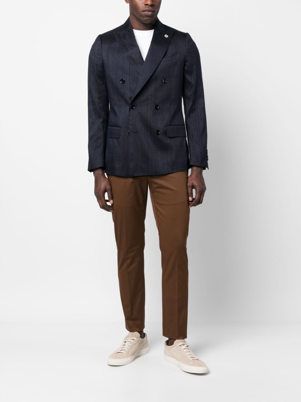 Lardini double-breasted Silk Blazer Blue Maison-Kitsune Men Blazers