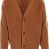 Men Cardigans Maison-Kitsune Lardini v-neck Buttoned Cardigan Brown