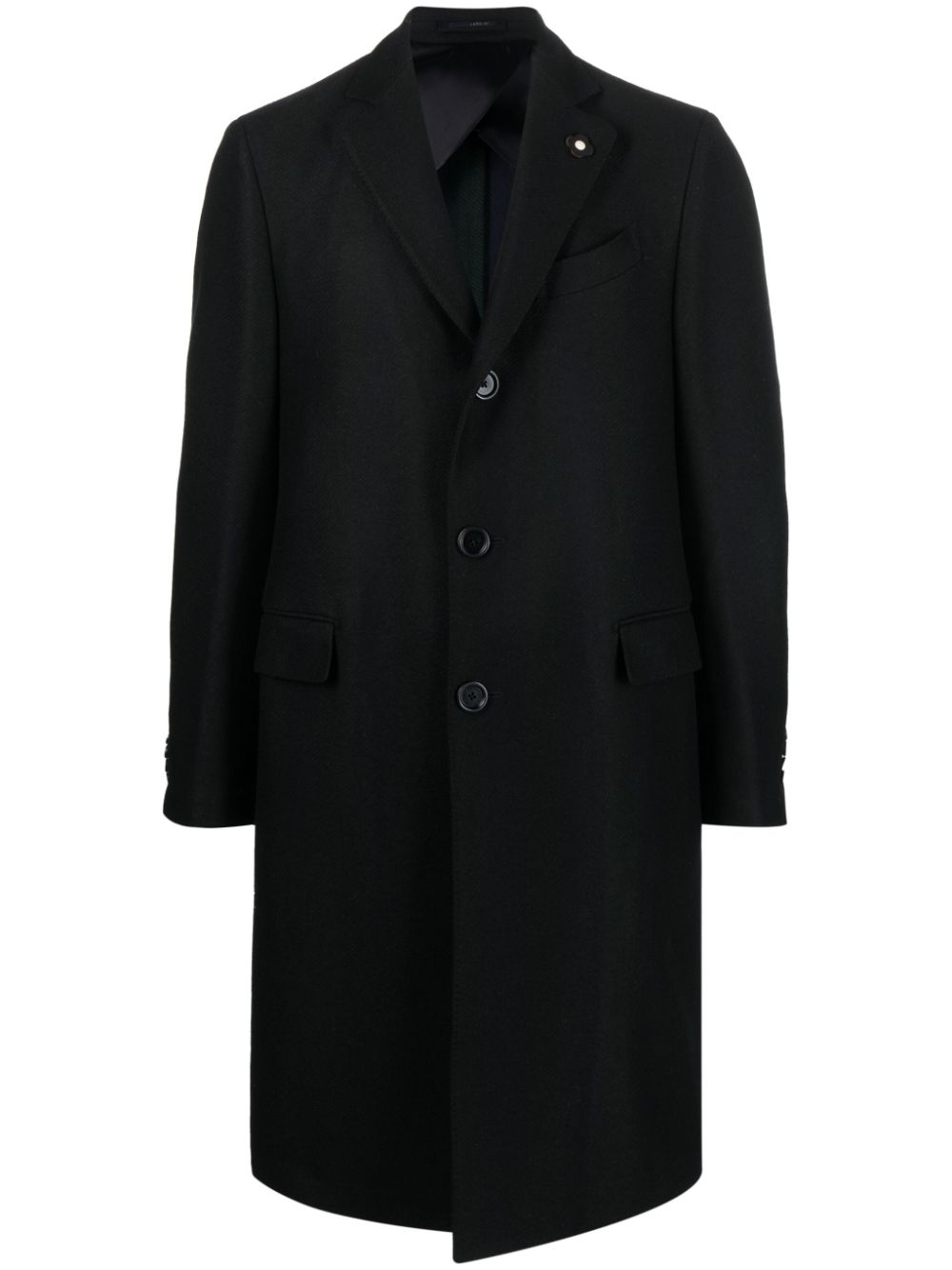 Men Single Breasted Coats Maison-Kitsune Lardini single-breasted Boxy Wool Coat Black