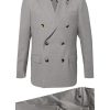 Maison-Kitsune Lardini double-breasted Wool Suit Grey Men Double Breasted Suits