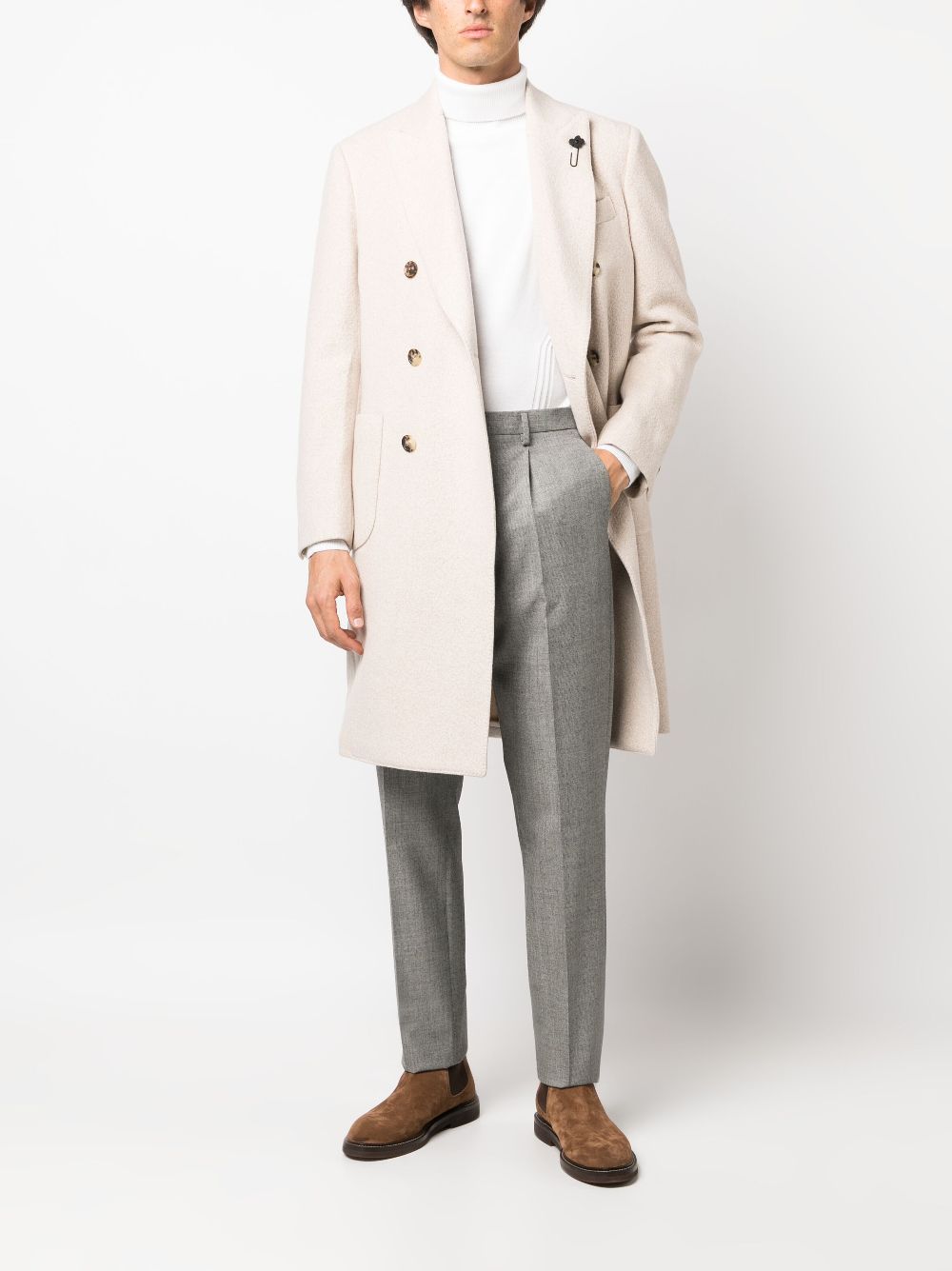 Maison-Kitsune Lardini peak-lapel double-breasted Blazer Neutrals Men Double Breasted Coats