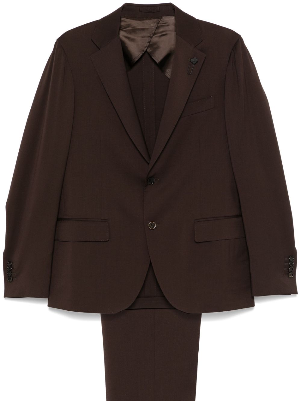 Lardini Virgin Wool Suit Brown Maison-Kitsune Men Single Breasted Suits