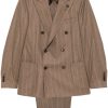 Lardini Pinstripe Suit Brown Men Double Breasted Suits Maison-Kitsune