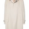 Men Single Breasted Coats Maison-Kitsune Lardini brooch-detail Coat Neutrals