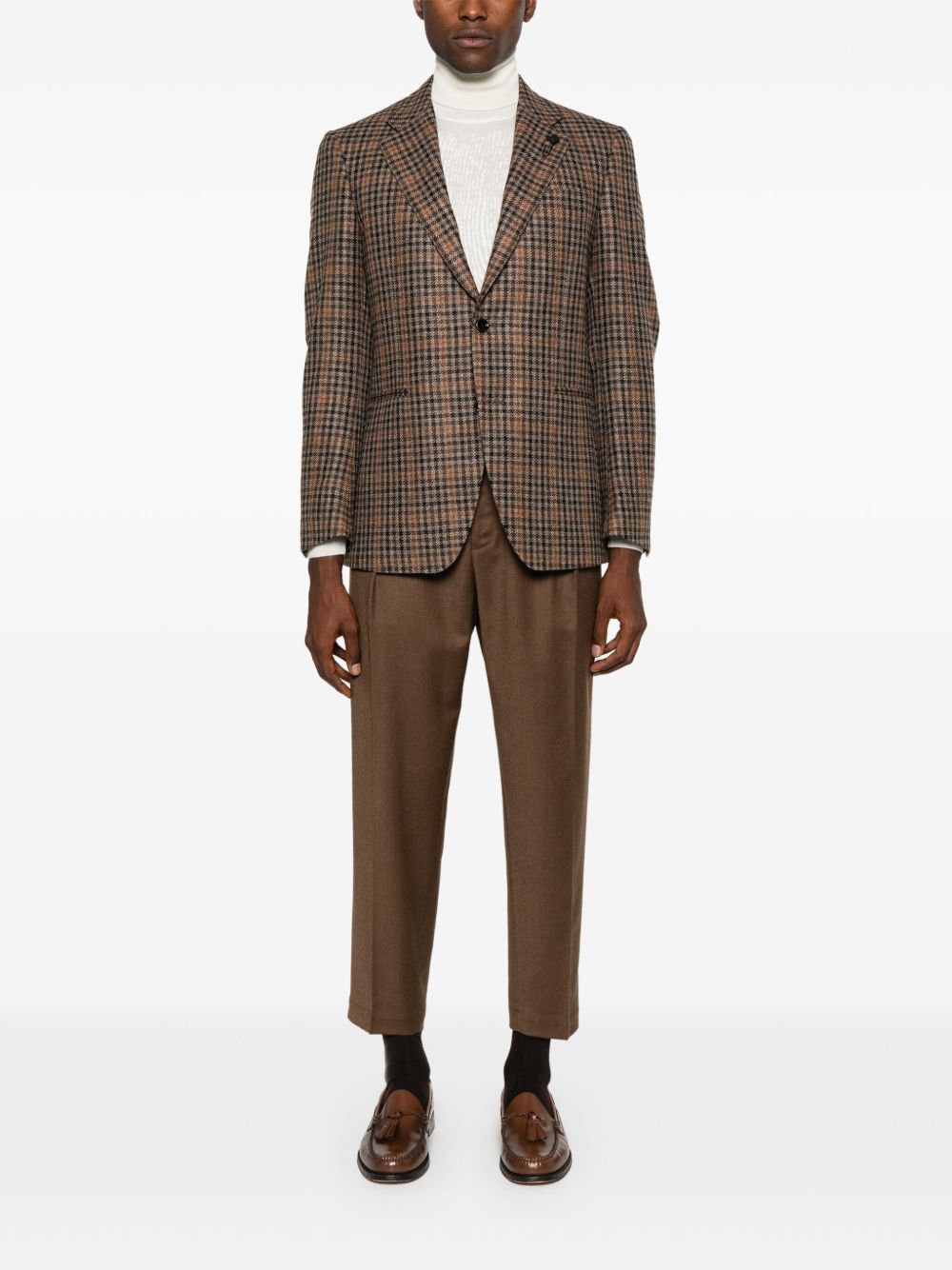 Maison-Kitsune Lardini houndstooth-pattern single-breasted Blazer Neutrals Men Blazers
