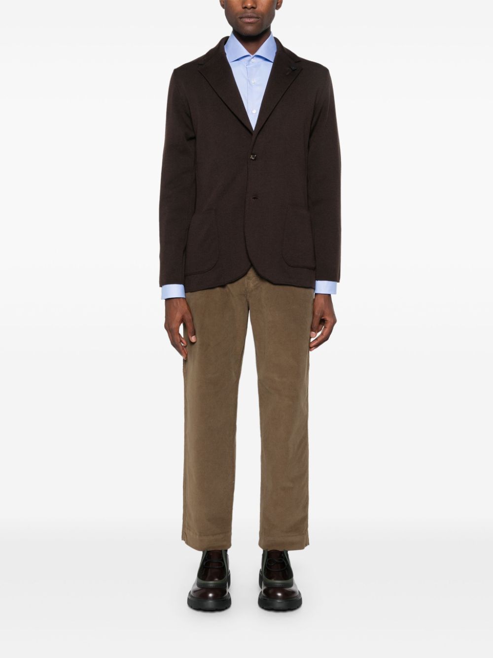 Lardini single-breasted Virgin Wool Blazer Brown Men Blazers Maison-Kitsune